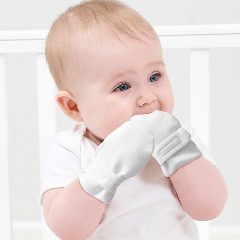 Reyow Newborn Baby No Scratch Mittens Stay On, 100% Cotton Breathable, Adjustable Infant Gloves for Baby Boys Girls Mittens - Image 4